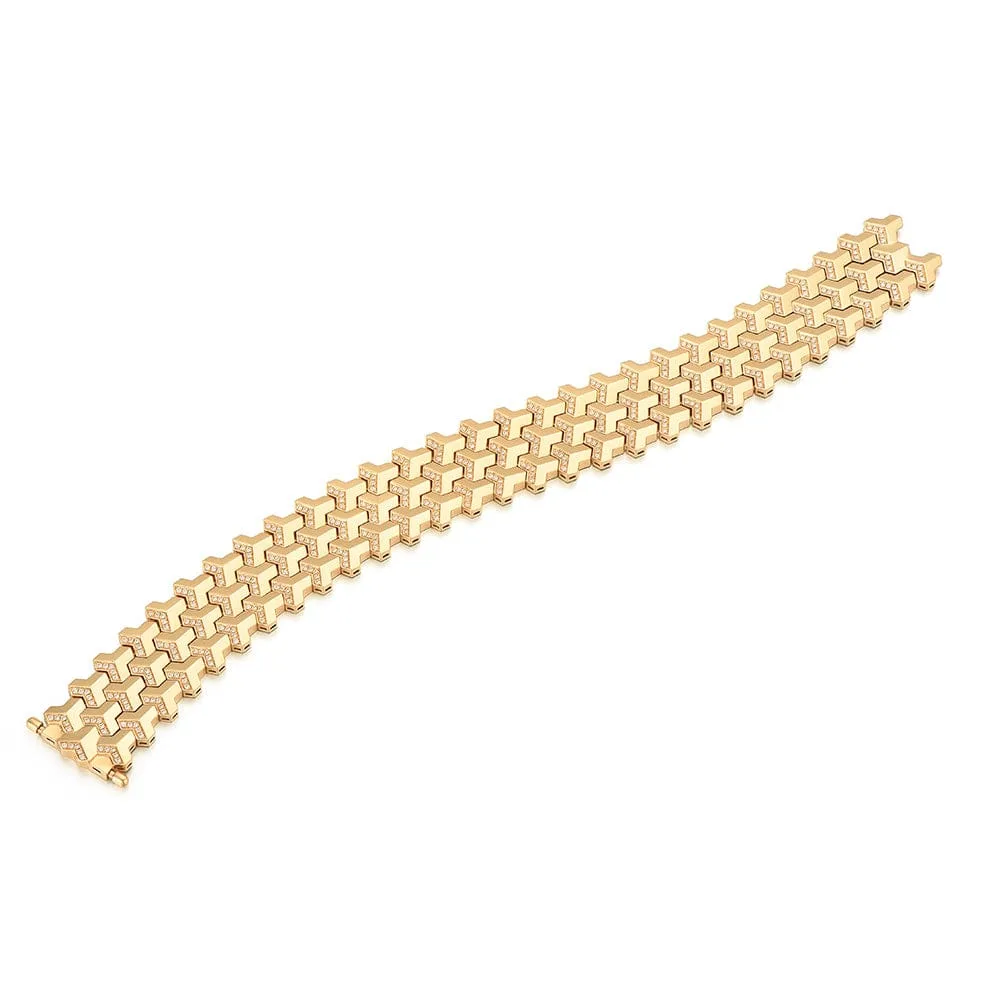 Bracelet de protection en or 18K avec diamants ouvert 1