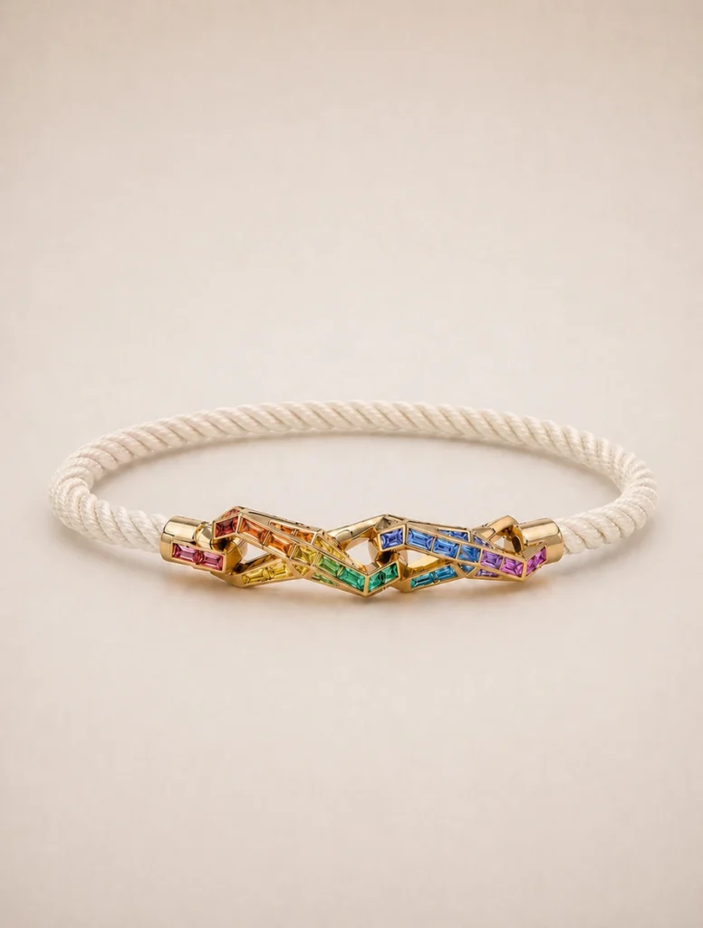 Orion-Armband aus 18-karätigem Gold mit Regenbogen-Edelsteinen