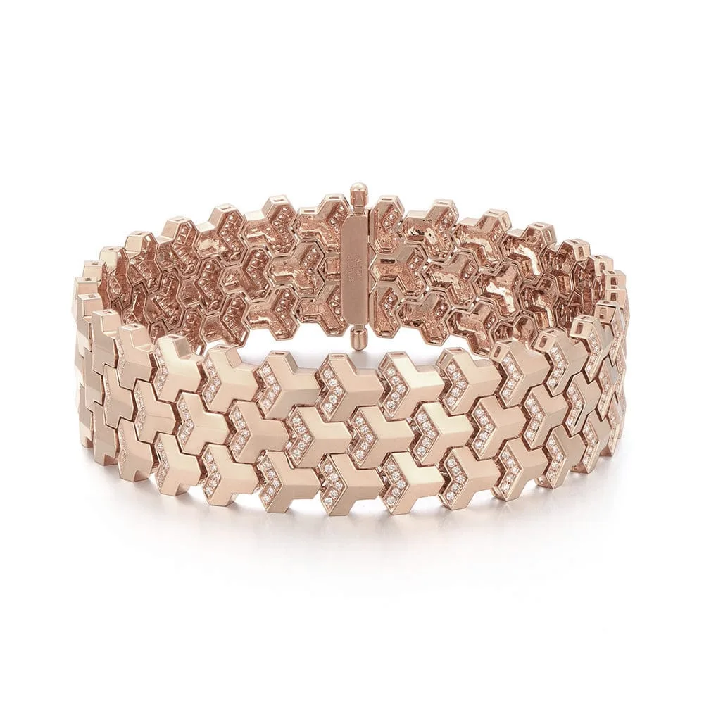 Bracelet de protection en or rose 18K avec diamants creux