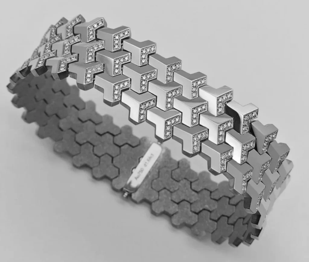 18K White Gold Armor Bracelet Diamonds