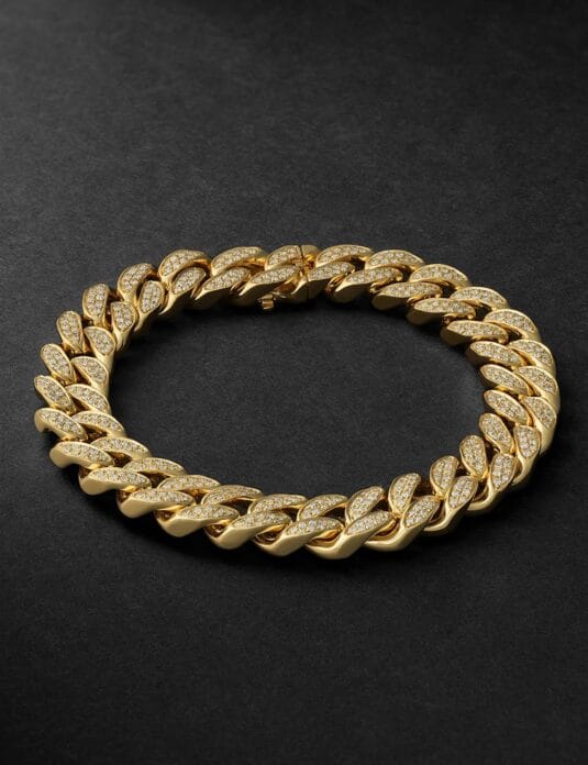 18k gold cuban bracelet diamonds full
