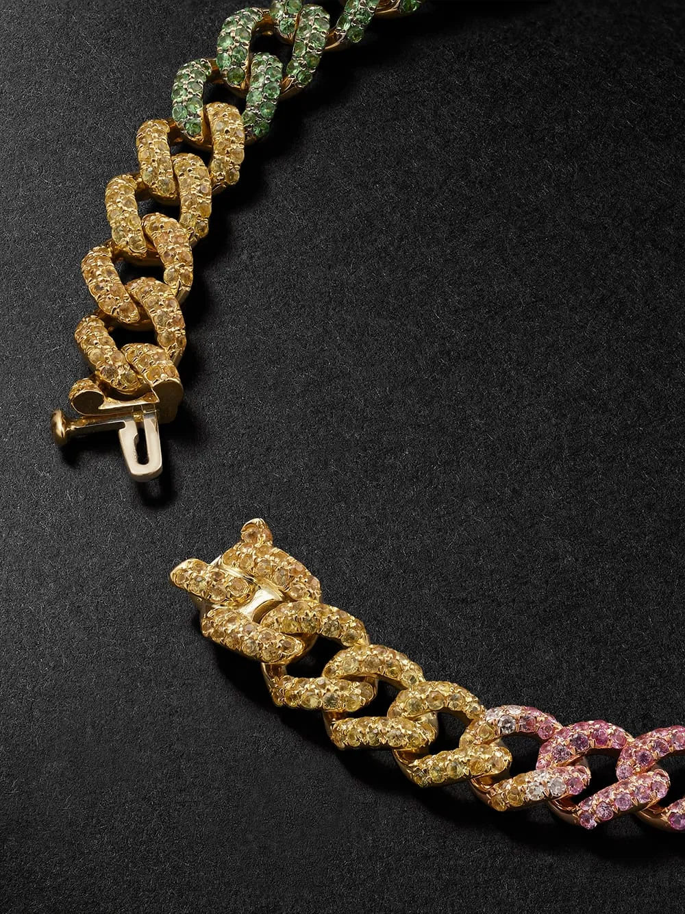 18k gold cuban link bracelet diamond stones