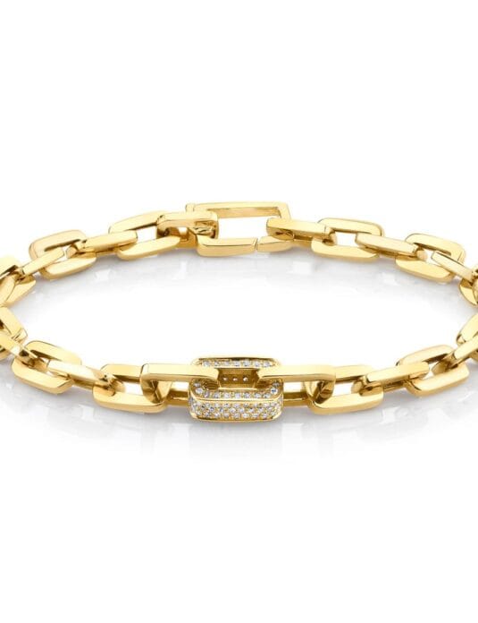 18k gold link bracelet diamond middle