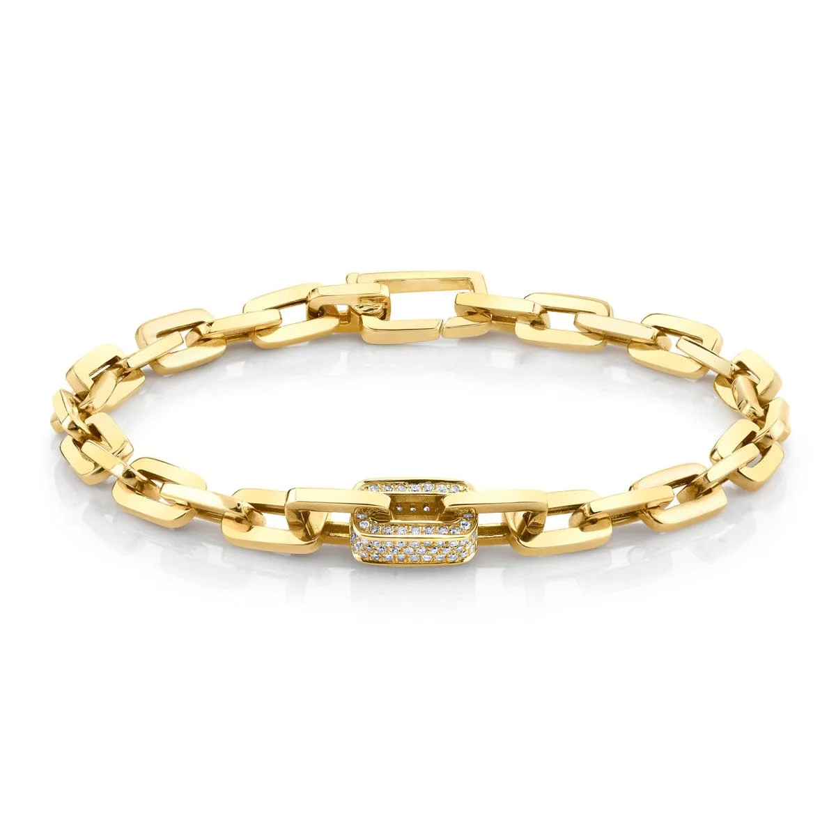 18k gold link bracelet diamond middle