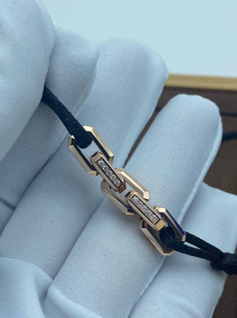 18k gold link silk bracelet diamonds