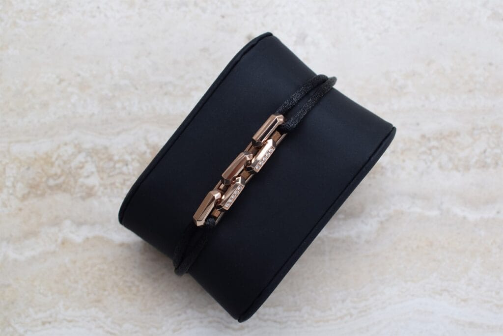 18k rose gold link silk bracelet diamonds