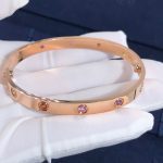 Bracciale d'amore in oro rosa 18k pietre preziose arcobaleno2