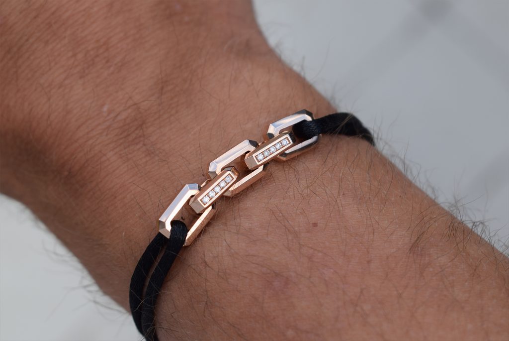 18k rose gold silk bracelet octagon oj1