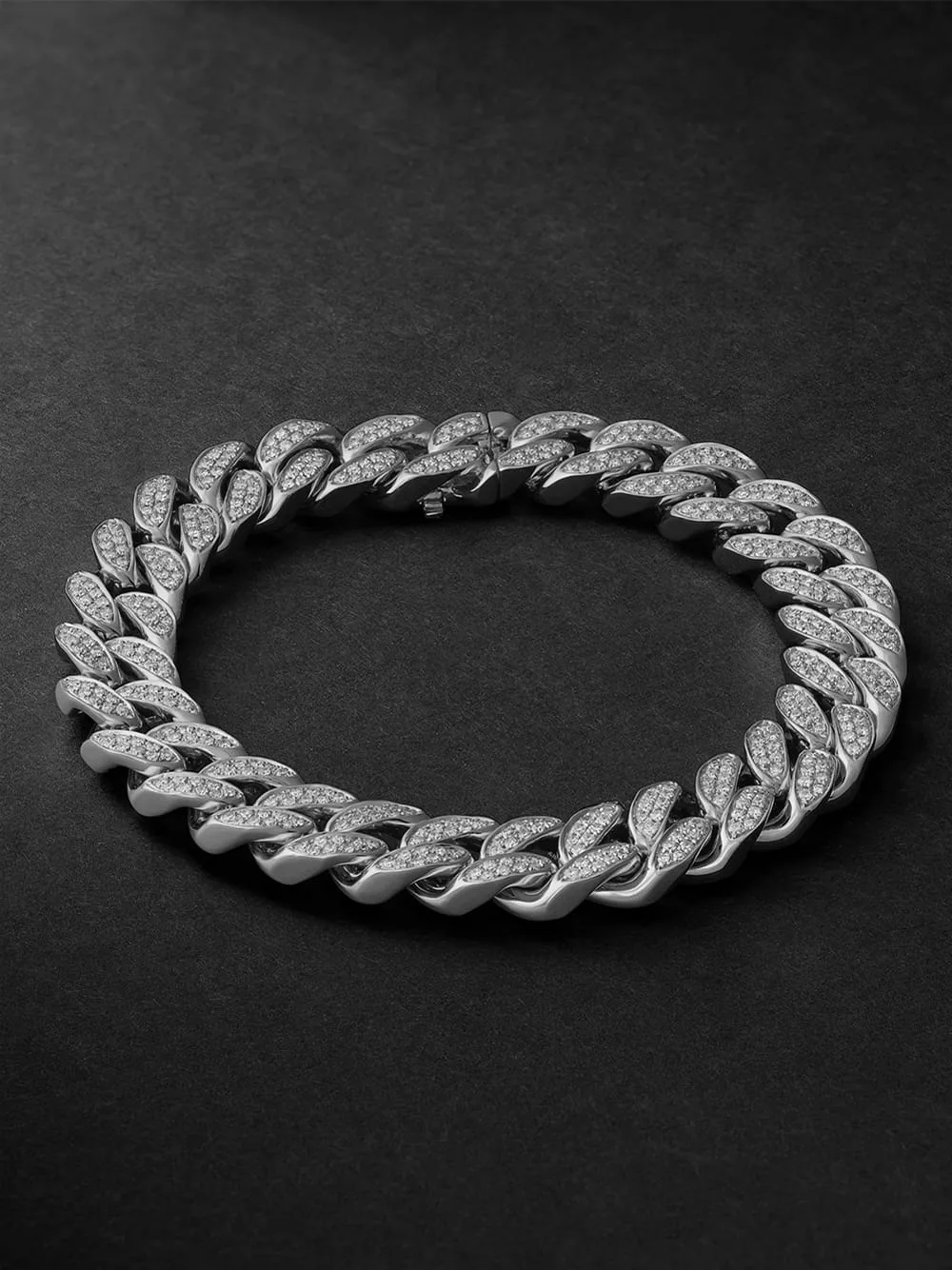 18k white gold cuban bracelet diamonds full