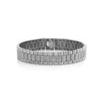 White gold diamond bracelet with pavé diamonds set in rectangular links showing luxury craftsmanship