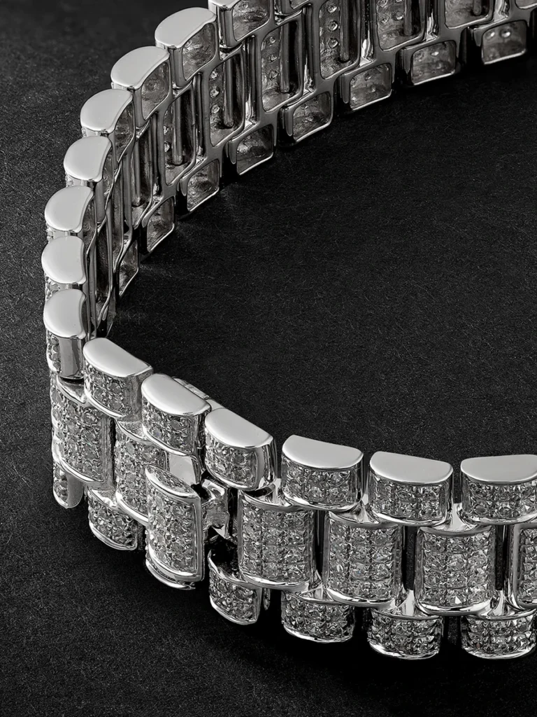 18k white gold rolex bracelet diamonds close