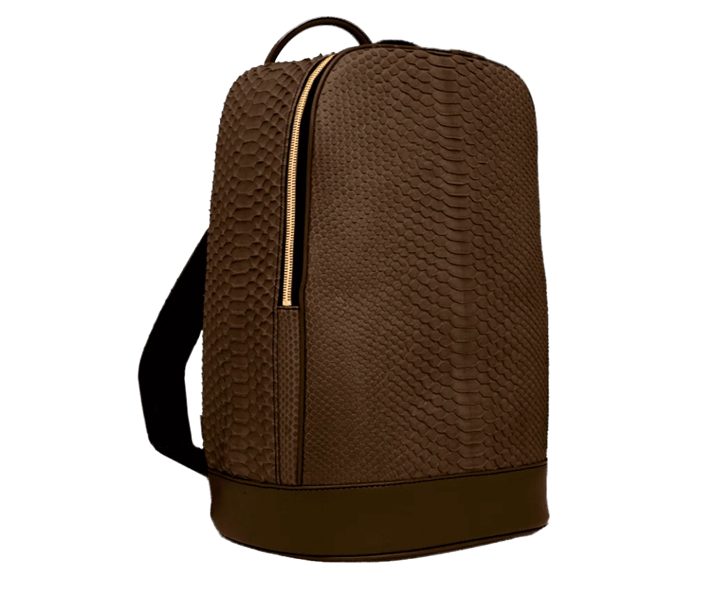 brown python backpack
