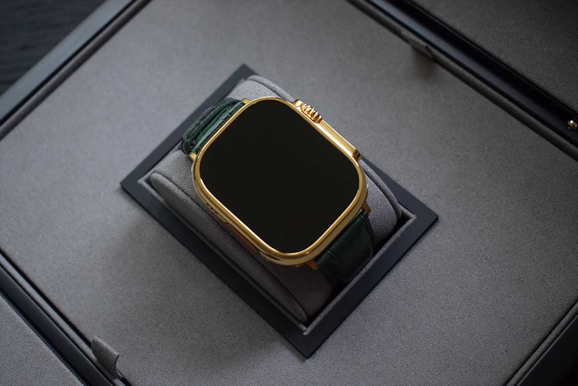 24K Gold Apple Watch Ultra 2 crocodile strap custom crocodile birkin handbag