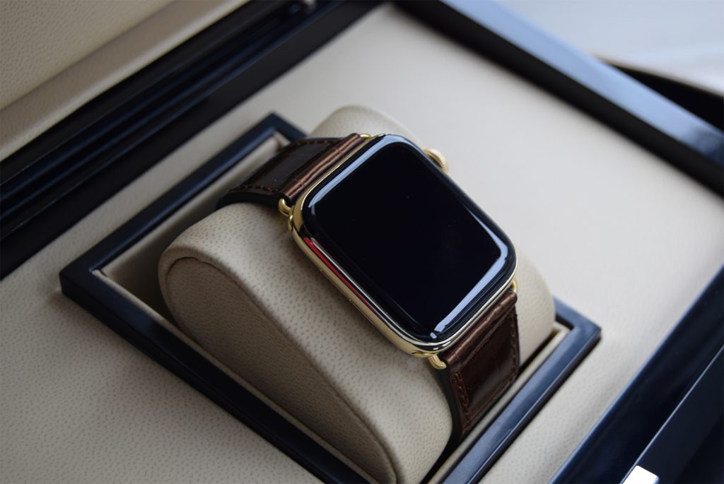 24k gold apple watch 7 brown crocodile