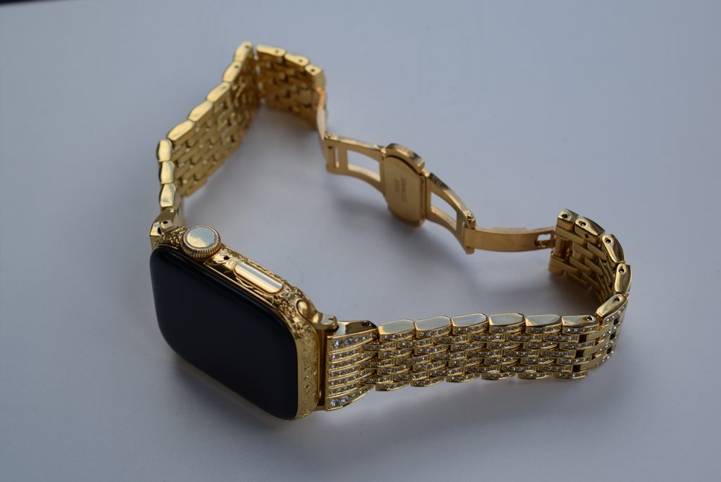 24k gold apple watch 7 engraved swarovski 1