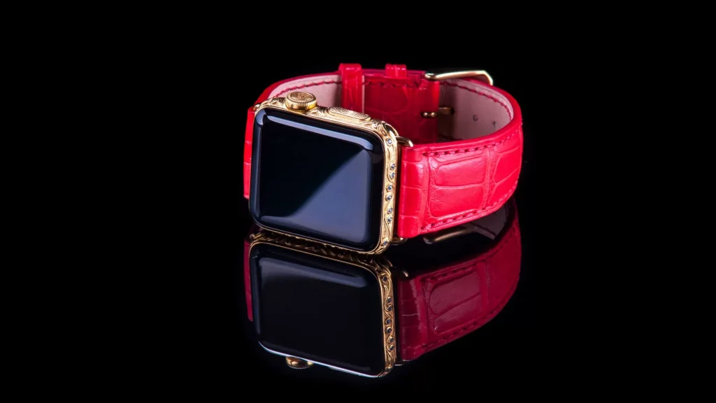24k gold apple watch 7 engraving red croco