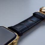 montre apple watch 7 en or 24 carats avec bracelet crocodile 2