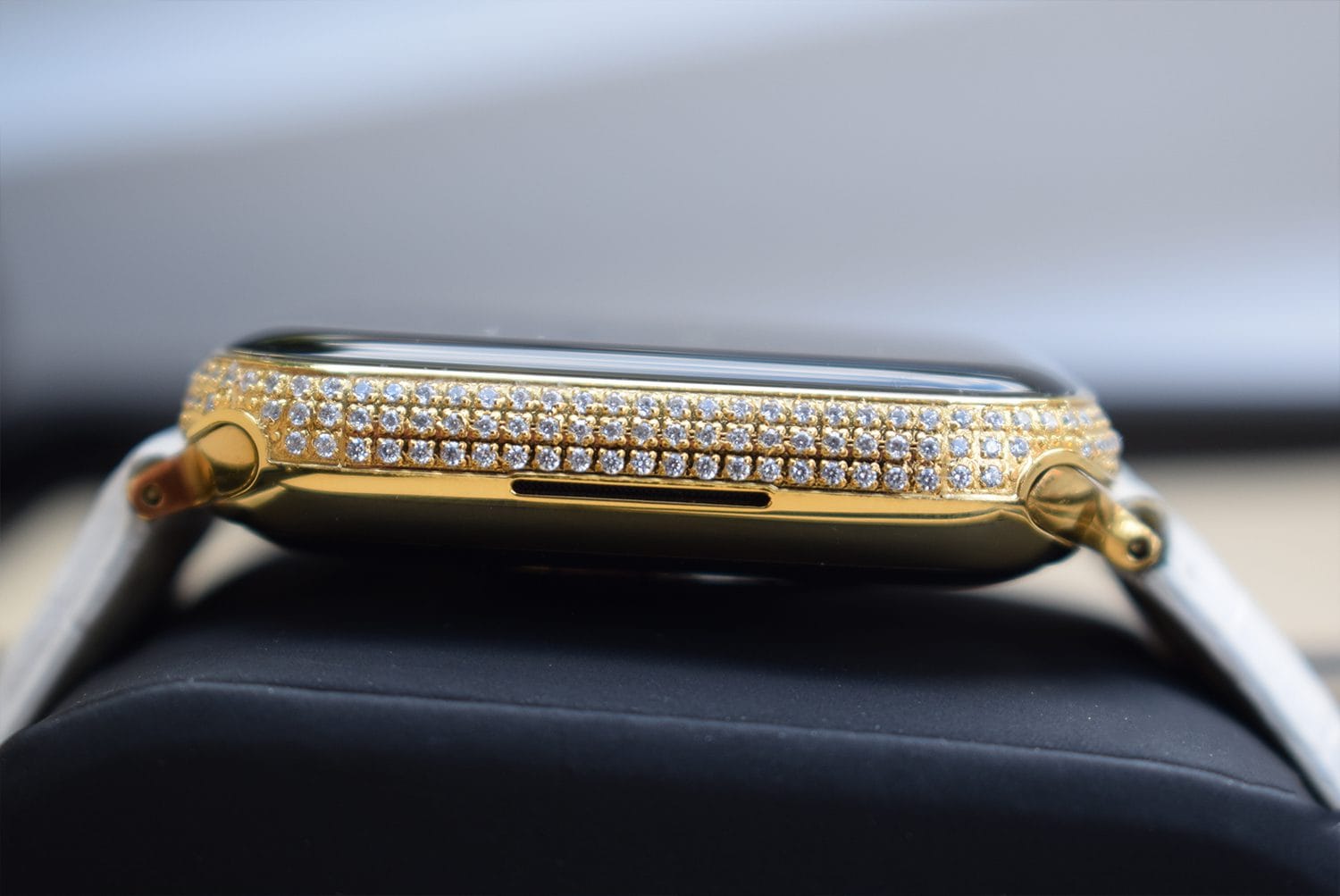 24k gold apple watch 8 diamonds crocodile