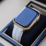 Apple Watch 8 de oro de 24k con diamantes y correa de cocodrilo Swarovski