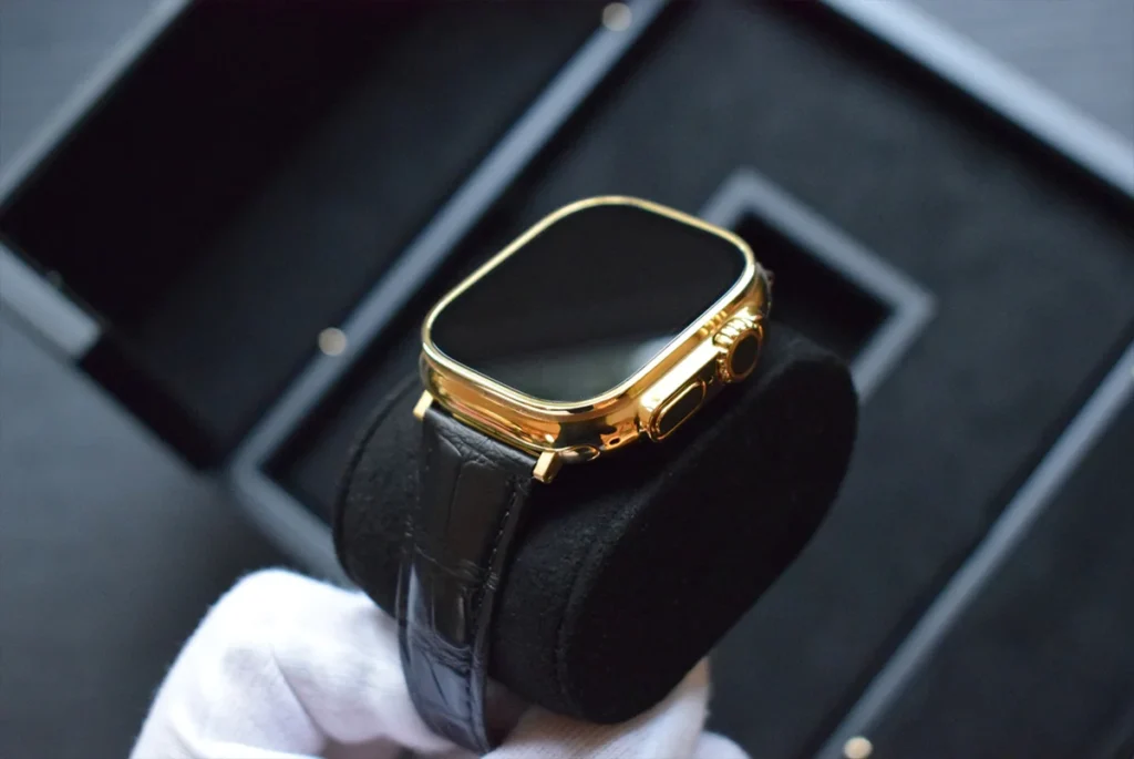 24k Gold Apple Watch Krokodillederarmband3