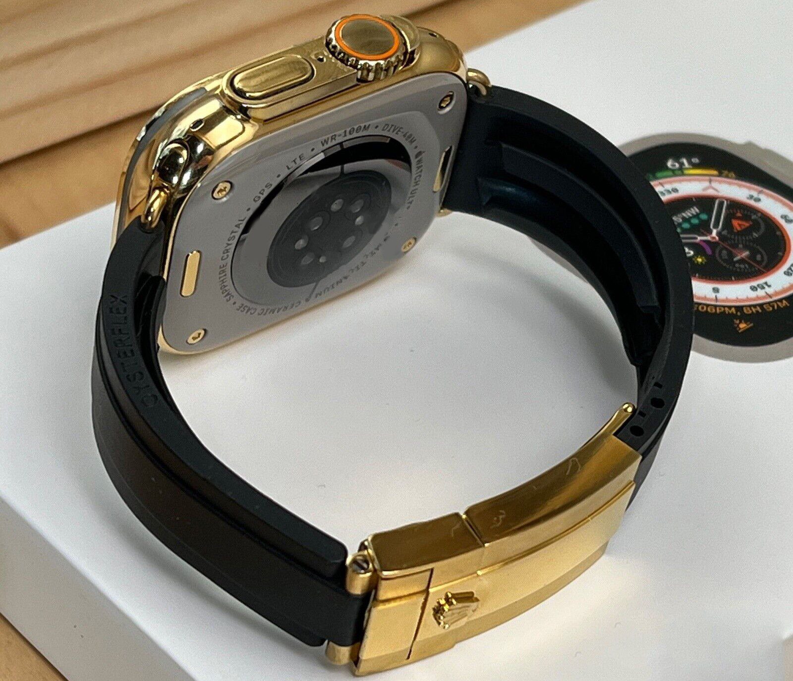 Gold Apple Watch 8 with Blue Python Strap