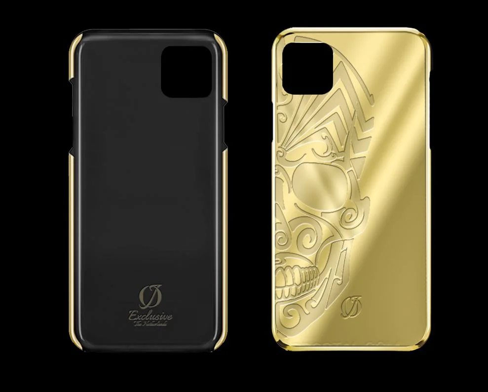 24k gold case iphone 12 pro skull