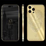custom iphone 14 pro 24k gold engraving skull