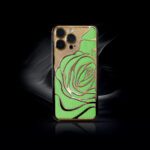 24k gold iphone 14 pro max flower edition lime green leather