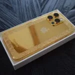 24k gold iphone 14 pro with swarovski