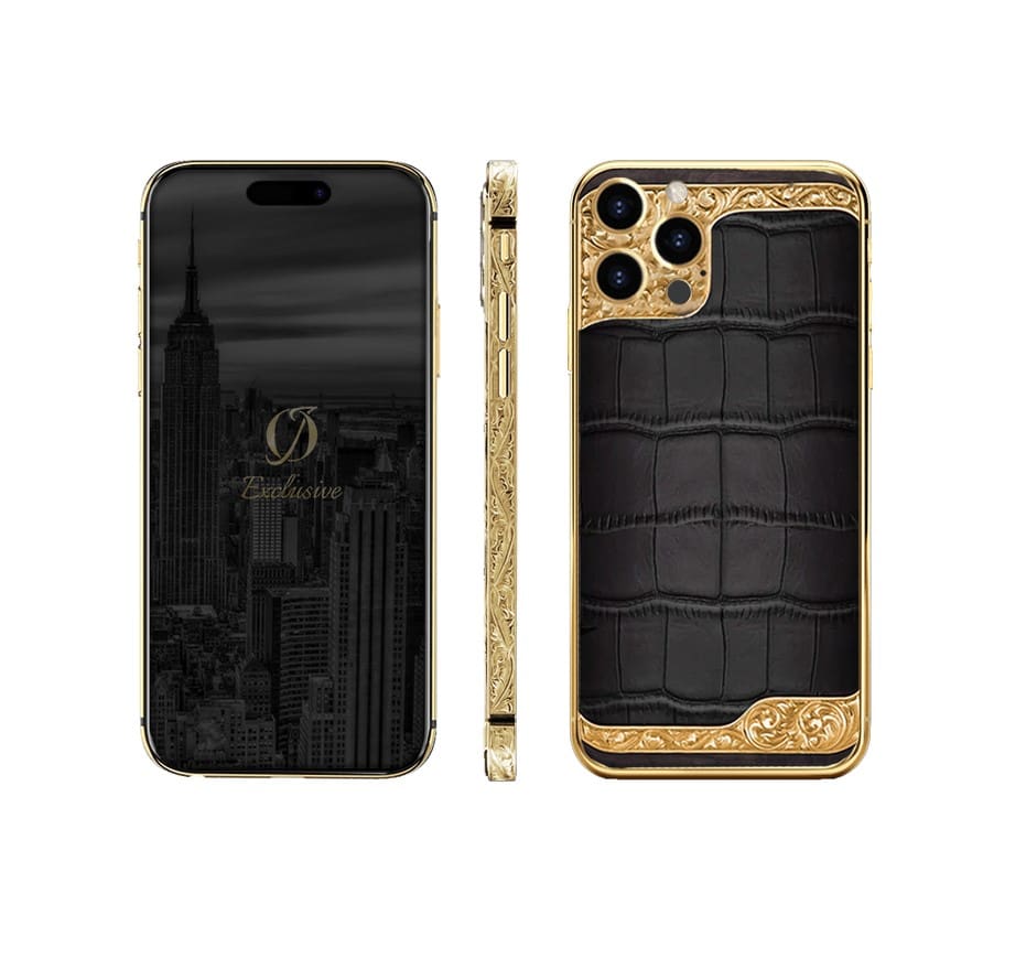 24k gold iphone 16 pro max engraving crocodile