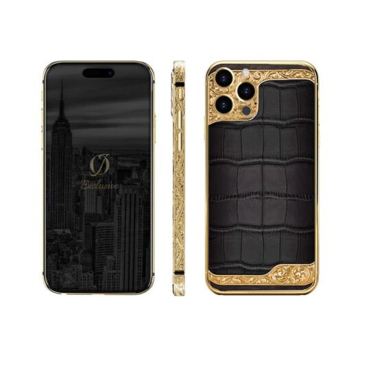 24k gold iphone 15 pro max 3d engraving crocodile
