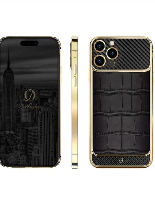 24k gold iphone 15 pro max carbon crocodile