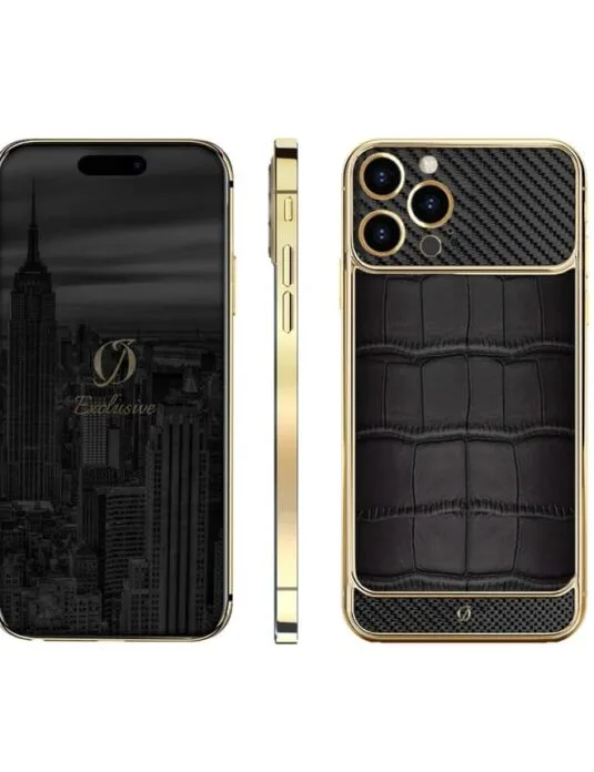 24k gold iphone 15 pro max carbon crocodile