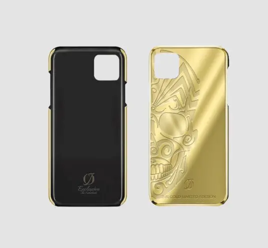 24k gold iphone 15 pro max case custom engraving skull