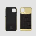 24k gold iphone case 14 pro max black crocodile