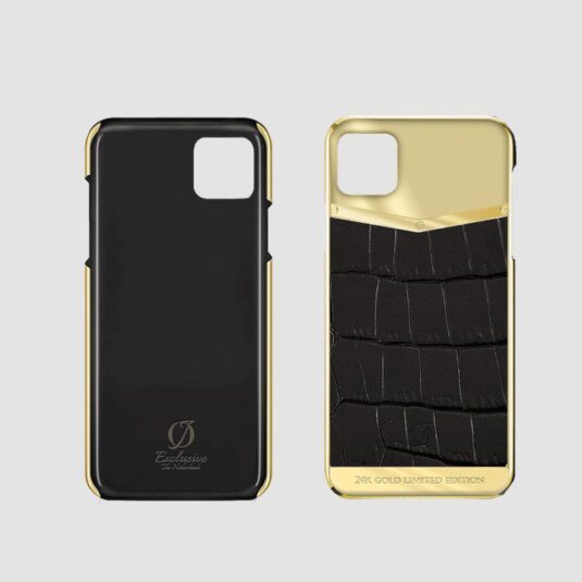 24k gold iphone case 14 pro max black crocodile