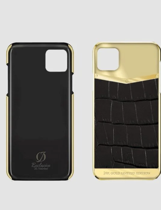 24k gold iphone case 14 pro max black crocodile