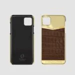 24k gold iphone case 14 pro max brown crocodile
