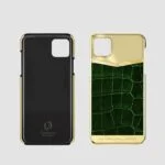 24k gold iphone case 14 pro max green crocodile