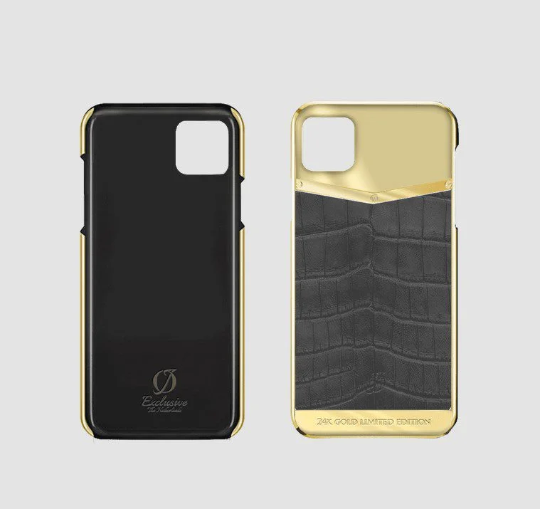 24k gold iphone case 14 pro max grey crocodile
