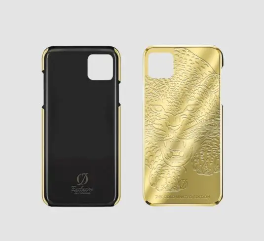 24k gold iphone case 14 pro max leopard engraving