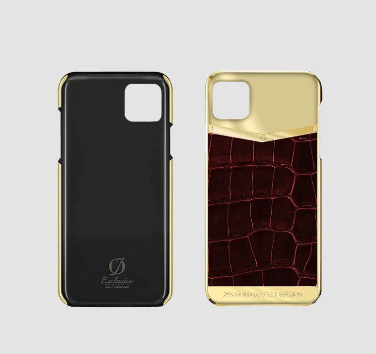 24k gold iphone case 14 pro max red crocodile