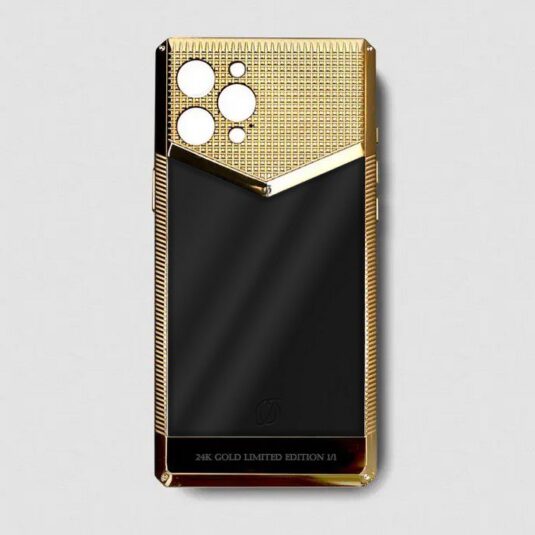 24k gold metal iphone case 14 pro max black middle