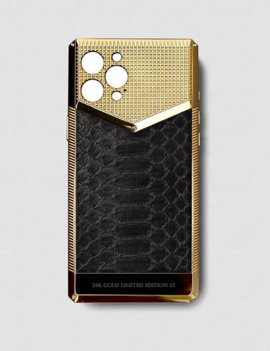 24k gold metal iphone case 14 pro max black python