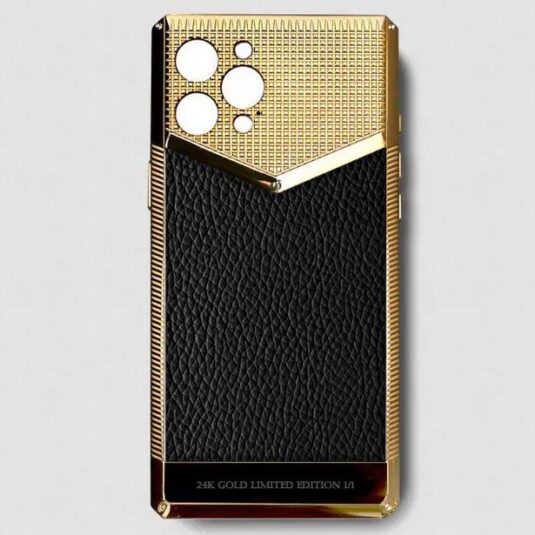 24k gold metal iphone case 14 pro max black togo1