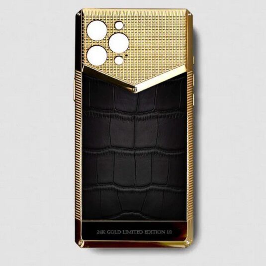 24k gold metal iphone case crocodile black 14 pro max