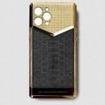 24k gold metal iphone case 14 pro max grey python