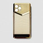 24k gold metal iphone case crocodile white