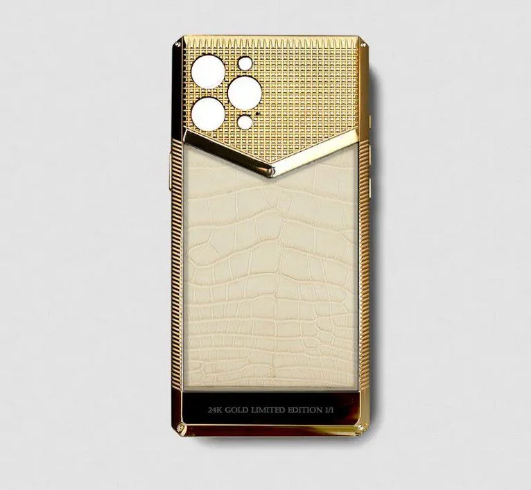 24k gold metal iphone case crocodile white