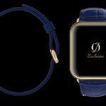 montre apple watch 8 plaquée or 24 carats avec bracelet crocodile bleu